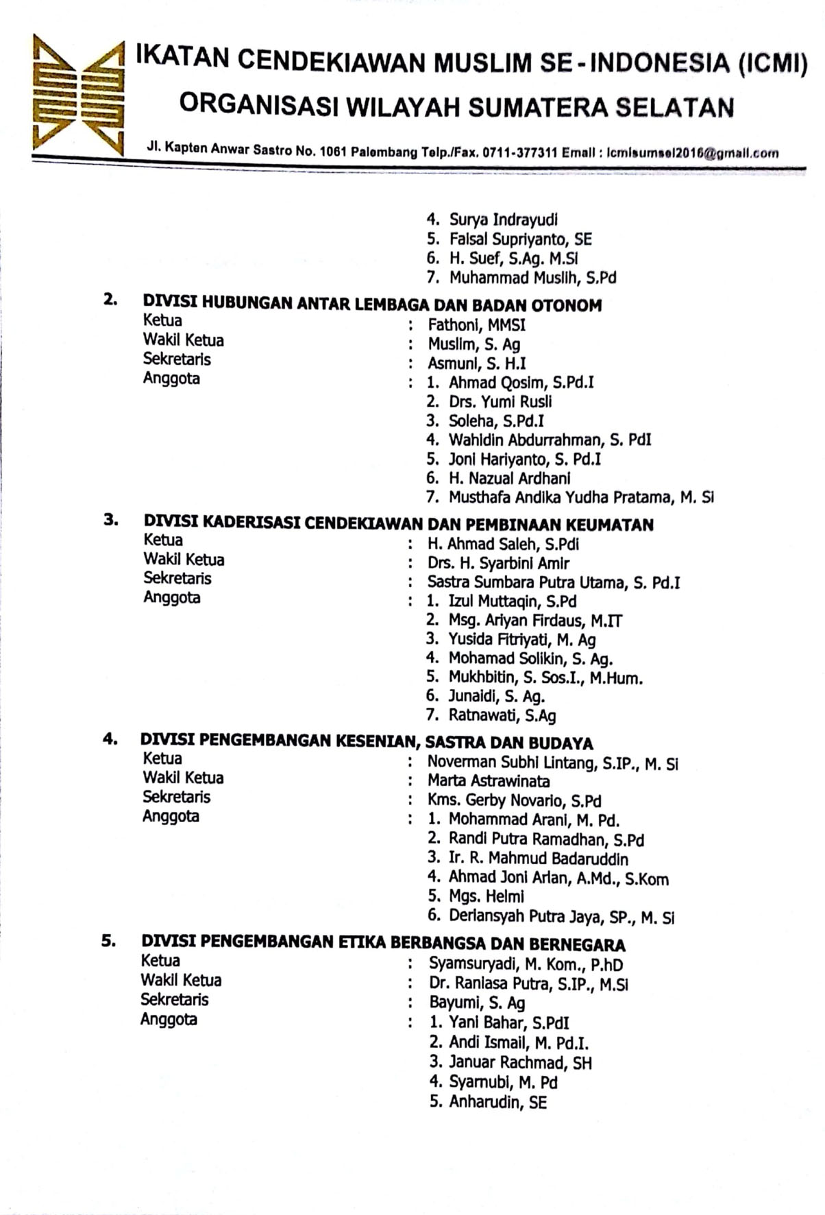 A5 HM. Alfajri Zabidi S.Pd, MM, M.Pd.I  Resmi Nakhodai ICMI Orda Palembang