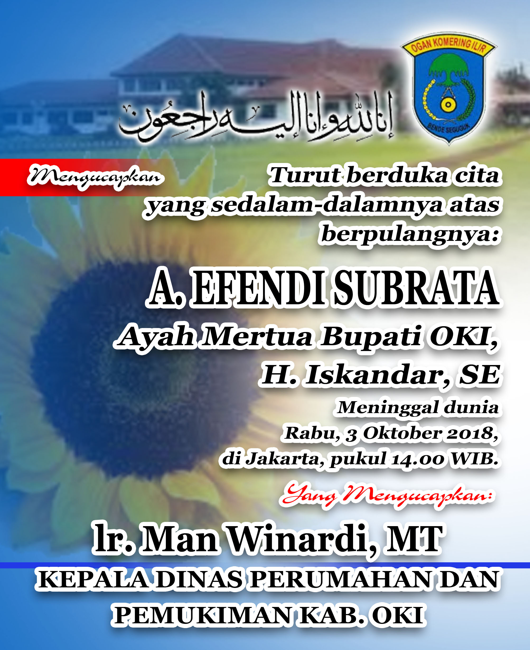 c2-1 Mertua Bupati OKI, H. Iskandar, SE Berpulang