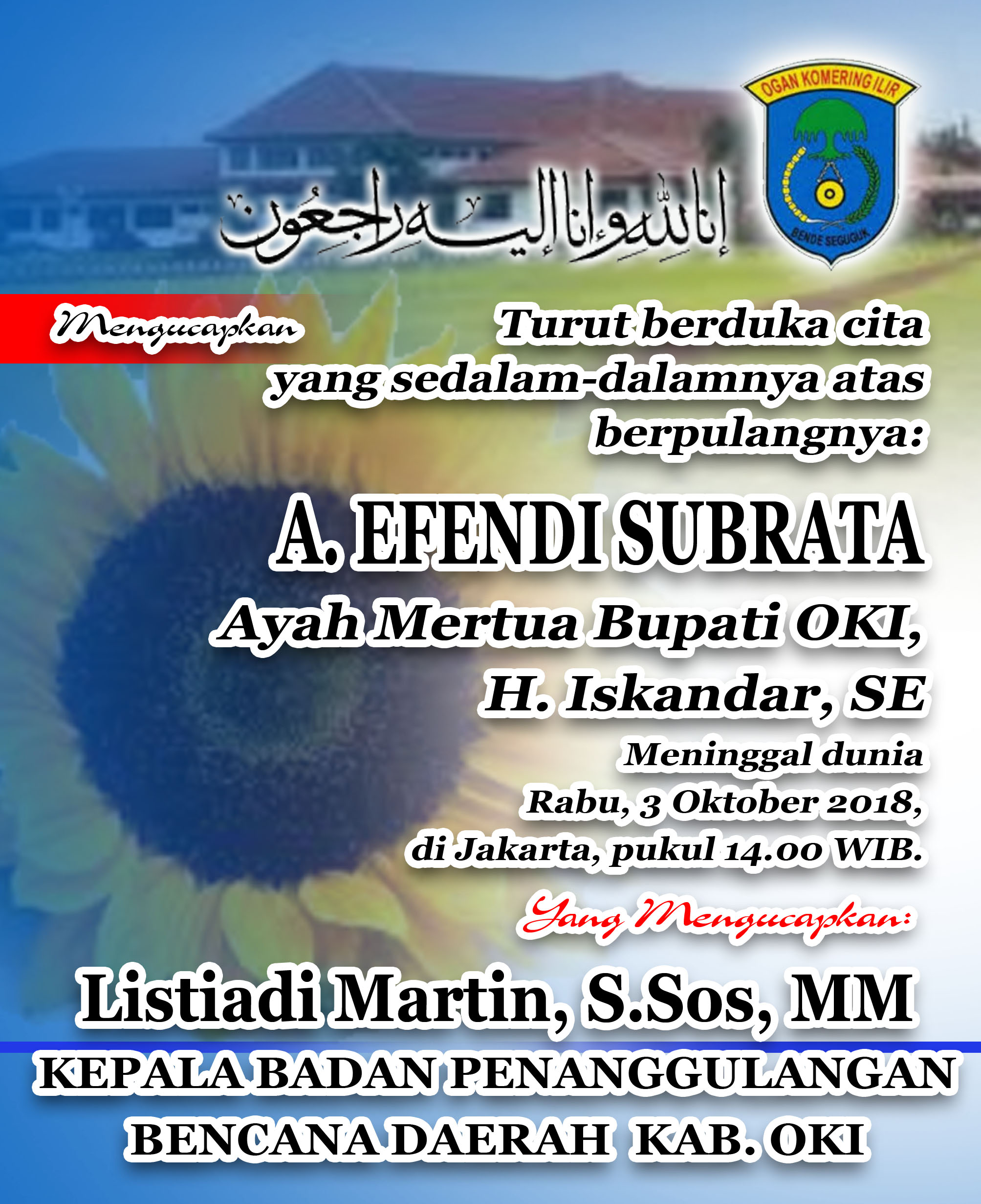 c5-1 Mertua Bupati OKI, H. Iskandar, SE Berpulang