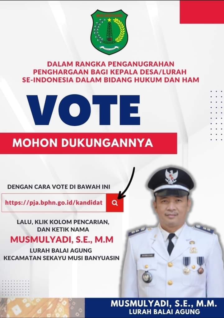 b7 Pj Bupati H Apriyadi: Mari Dukung Musmulyadi Raih Penghargaan Kepala Desa/Lurah se-Indonesia di Bidang Hukum dan HAM